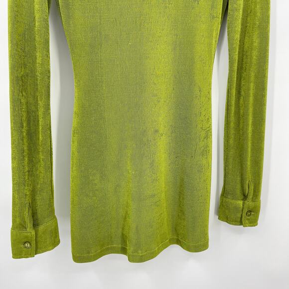 With Jean | Andy Dress Forest Green Ruched Front Slinky Shirt Dress XS - Picture 12 of 14
